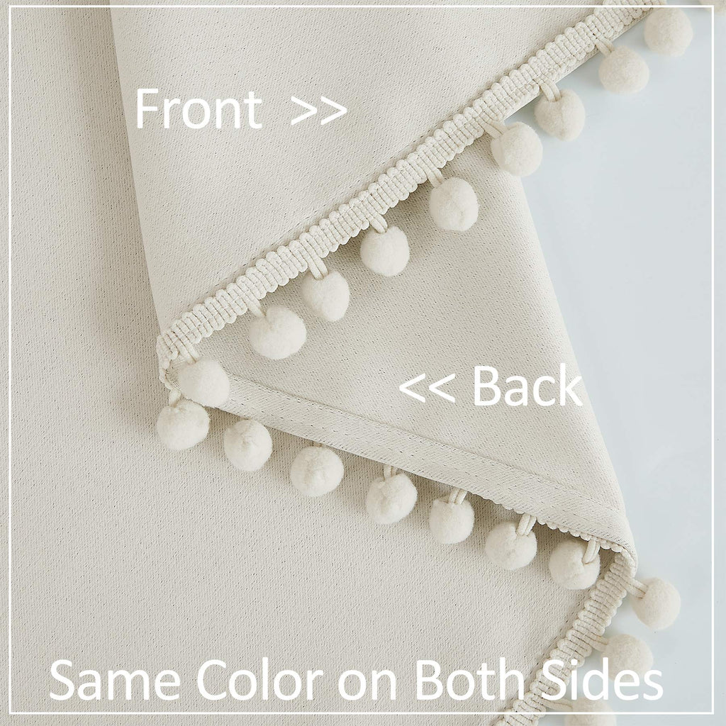 Pom Pom Curtains Windows 84 inch Energy Efficient Thermal Insulated Living Room Darkening Curtain Panels Nursery Room