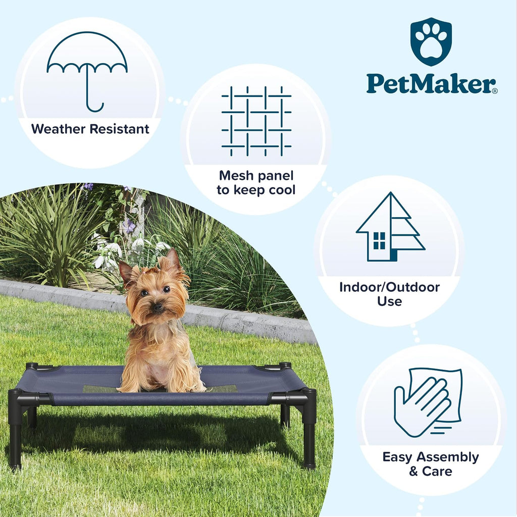 Elevated Dog Bed - 24.5x18.5-Inch Portable Pet Bed with Non-Slip Feet - Indoor/Outdoor Dog Cot or Puppy Bed for Pets