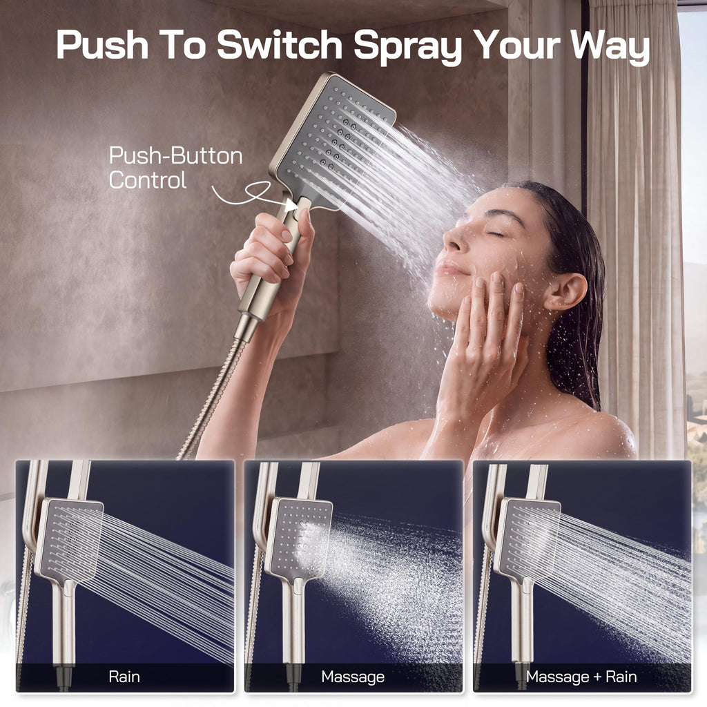 High Pressure Filtered Shower Head with Handheld Combo, Nickel