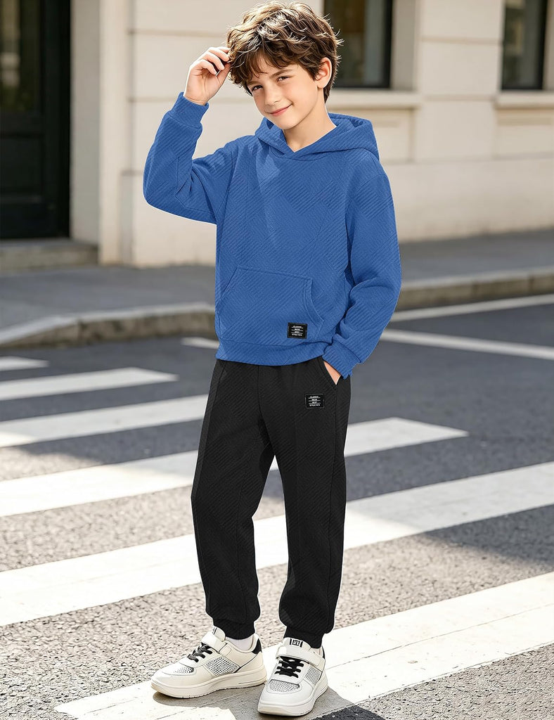 Boys Clothes Ribbed Boy Outfits Long Sleeve Hoodie Jogger Set