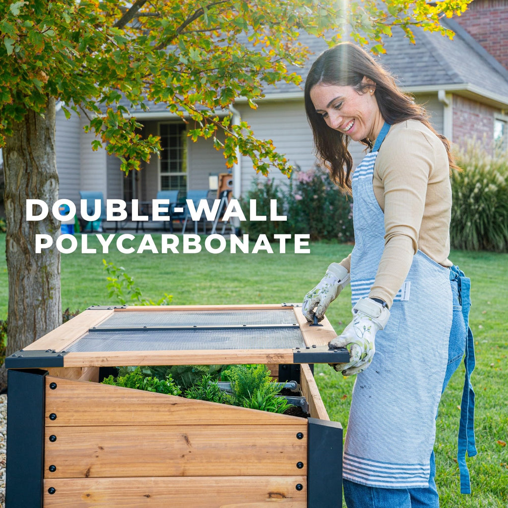 Aggie 4' x 2' Cedar Wood Cold Frame Portable Mini Greenhouse, Raised Garden Planter with Temperature-Activated