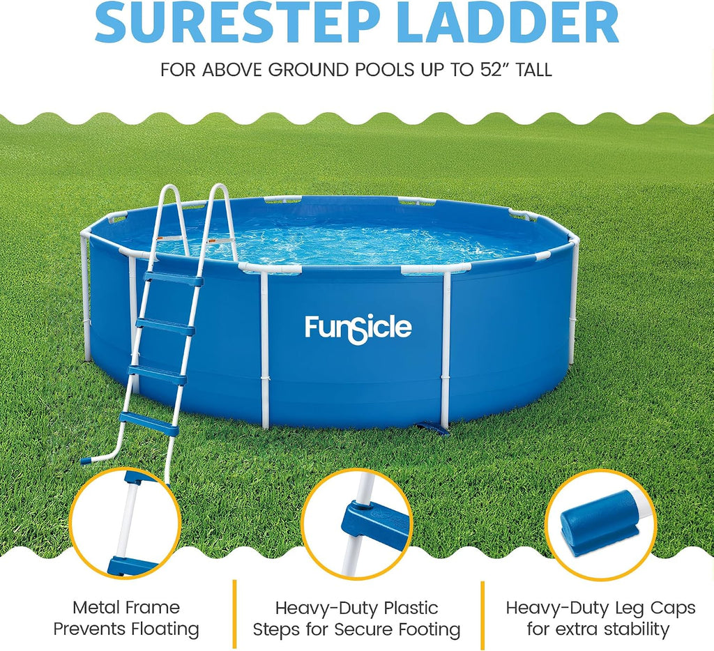 52" SureStep Pool Ladder, for Above Ground Swimming Pools, Blue & White | Lightweight, Removable Ladder with Non-Slip