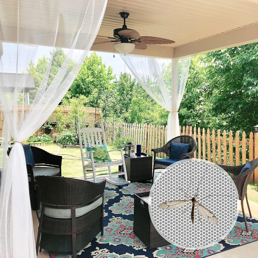 Mosquito Net Outdoor Curtains Waterproof, 2 Panels | Quick Dry, Lightweight, Tulle Drapes Mesh Netting with DIY