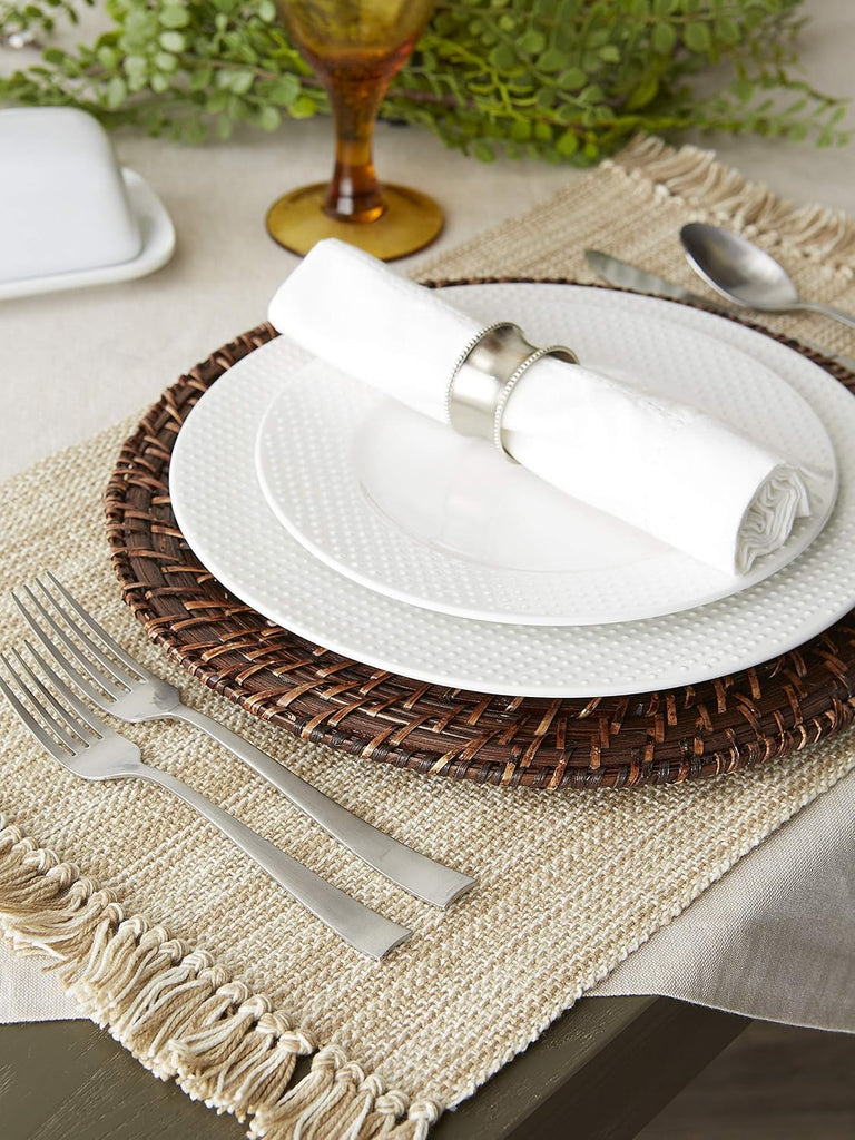 Variegated Tabletop Collection, Placemat Set3x19, Taupe, 6 Piece