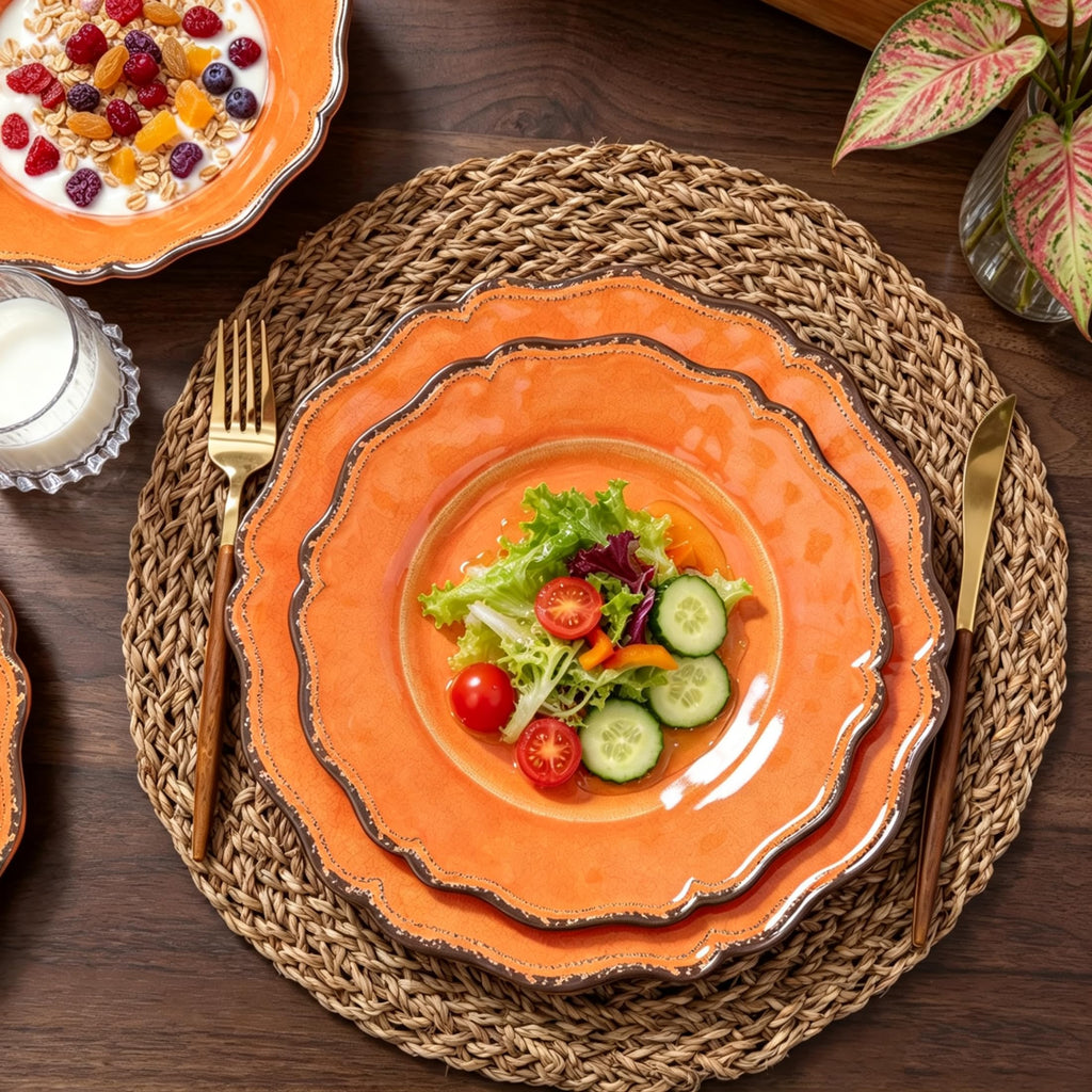 12 Piece Lightweight Fall Melamine Dishes Dinnerware Set for Party Camping
