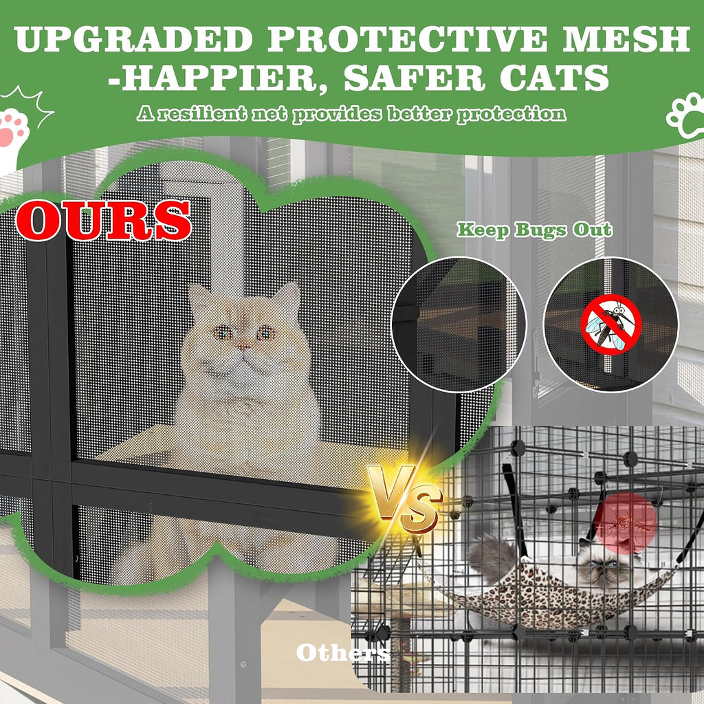 Outdoor Cat Window Perch, Catio Cat Enclosure with All-Weather Roof