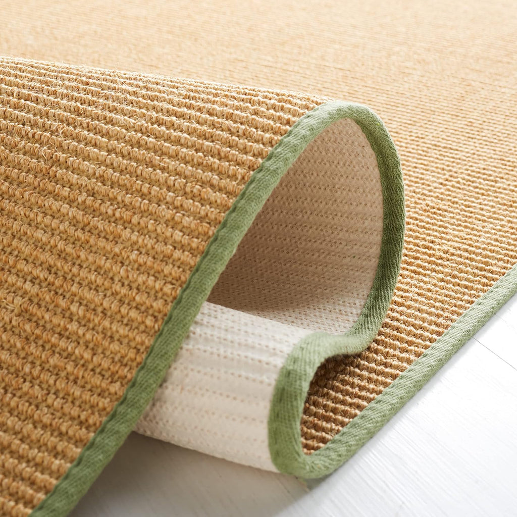 X Area Rug Collection - 6' x 9', Natural & Green, Sisal & Jute, Farmhouse Style, Ideal , Dining Space (MSR9501E)