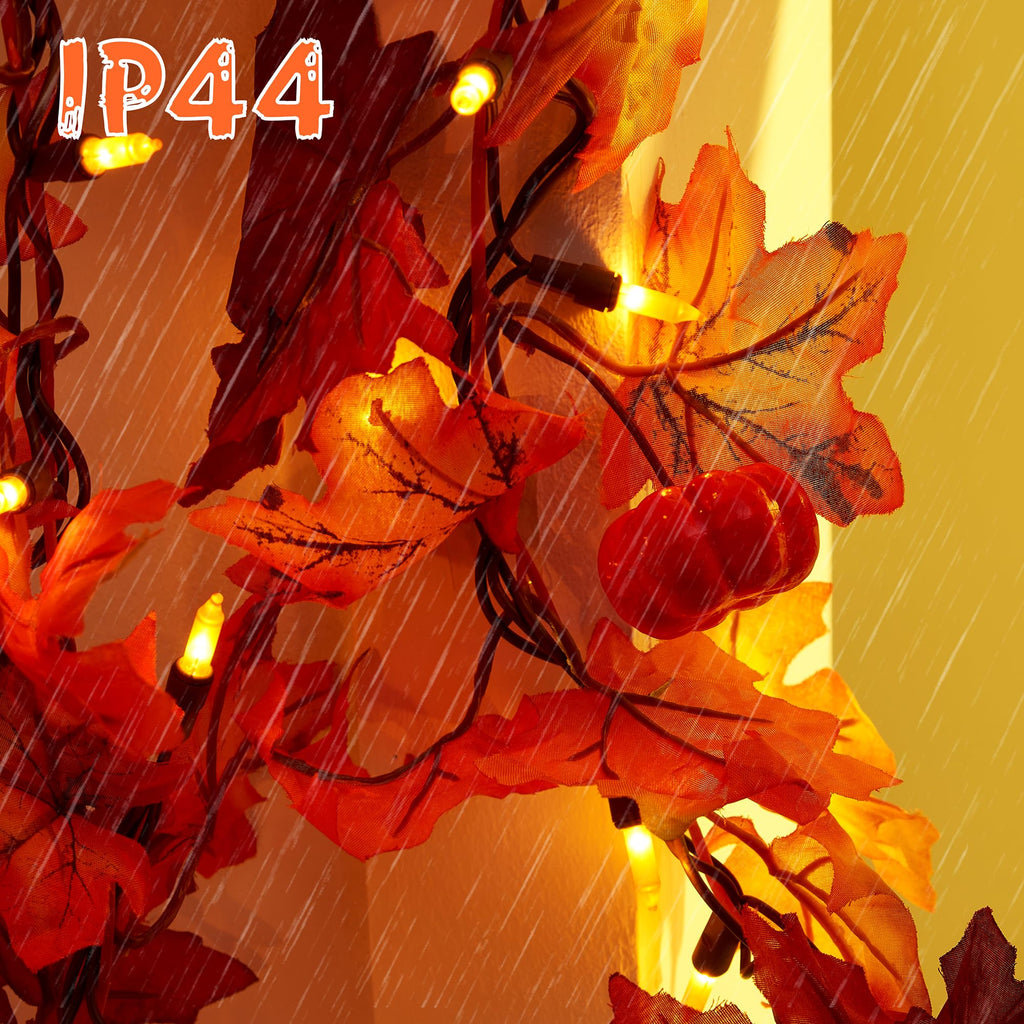Fall Decorations - 9FT Fall Garland with Lights 50 Orange Lights