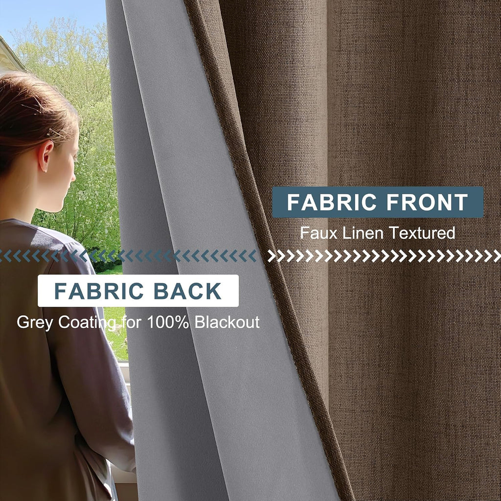 Linen 100% Blackout Curtains - Set of 2