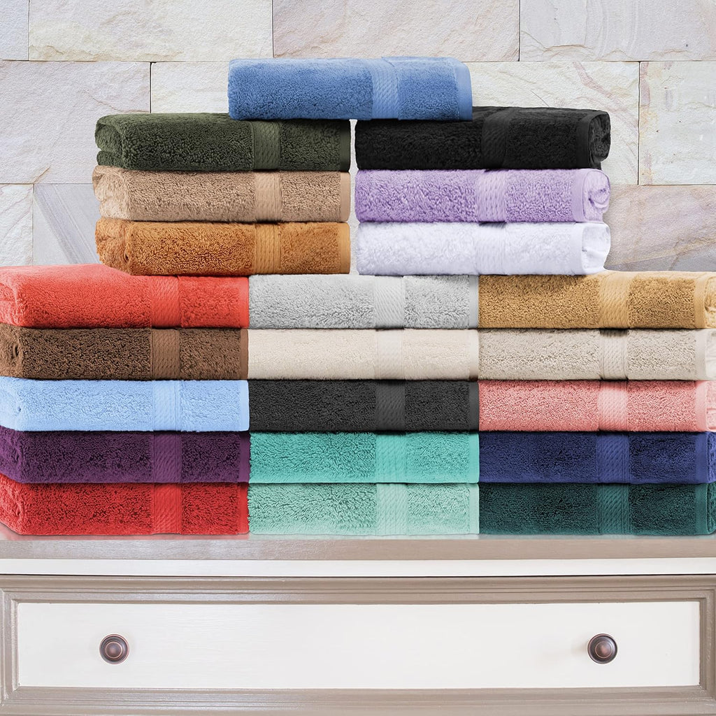 BNM Madeline Egyptian Cotton Heavyweight Towels, Ideal for Shower, Spa, Hotel, 800 GSM, Face/Washcloths, Hand Towels