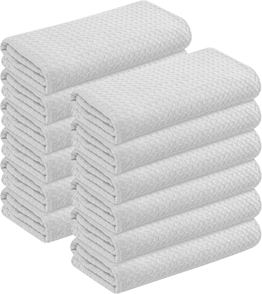 Waffle Kitchen Dish Towels 100% Cotton, Soft, Absorbent, Quick Drying, Multipurpose Use, Bar & Hand Towels, 16x26