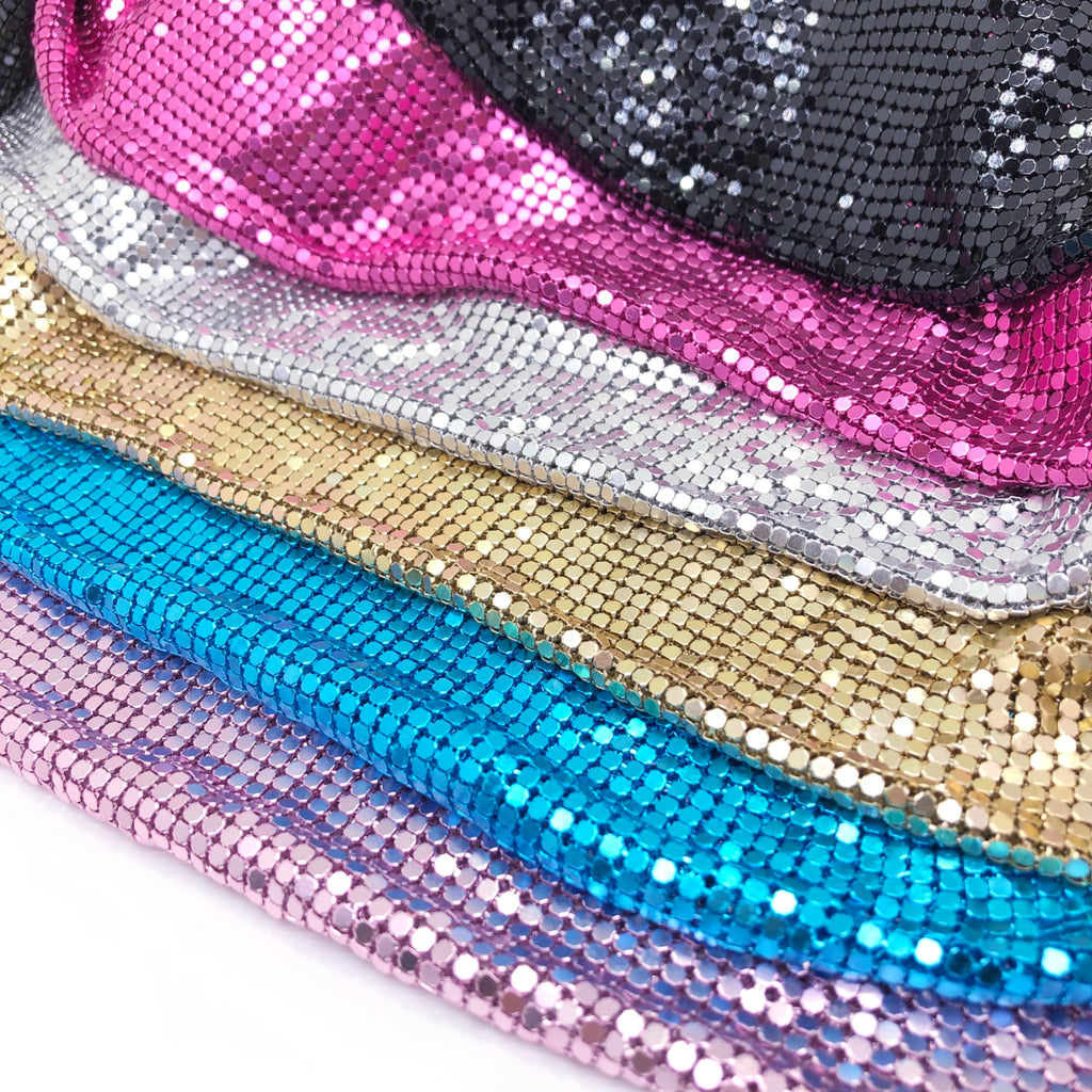 Sapphire Sparkly Metal Mesh Fabric Chainmail Jewelry Metallic Cloth Sequined Craft Fabric Cuttable for Performance