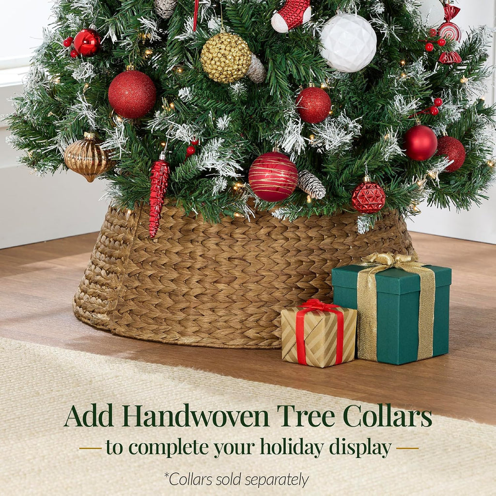 Christmas Tree Pre-Lit w/Viral Twinkling Lights, Pre-Decorated Artificial Frosted Pine Holiday Decoration w