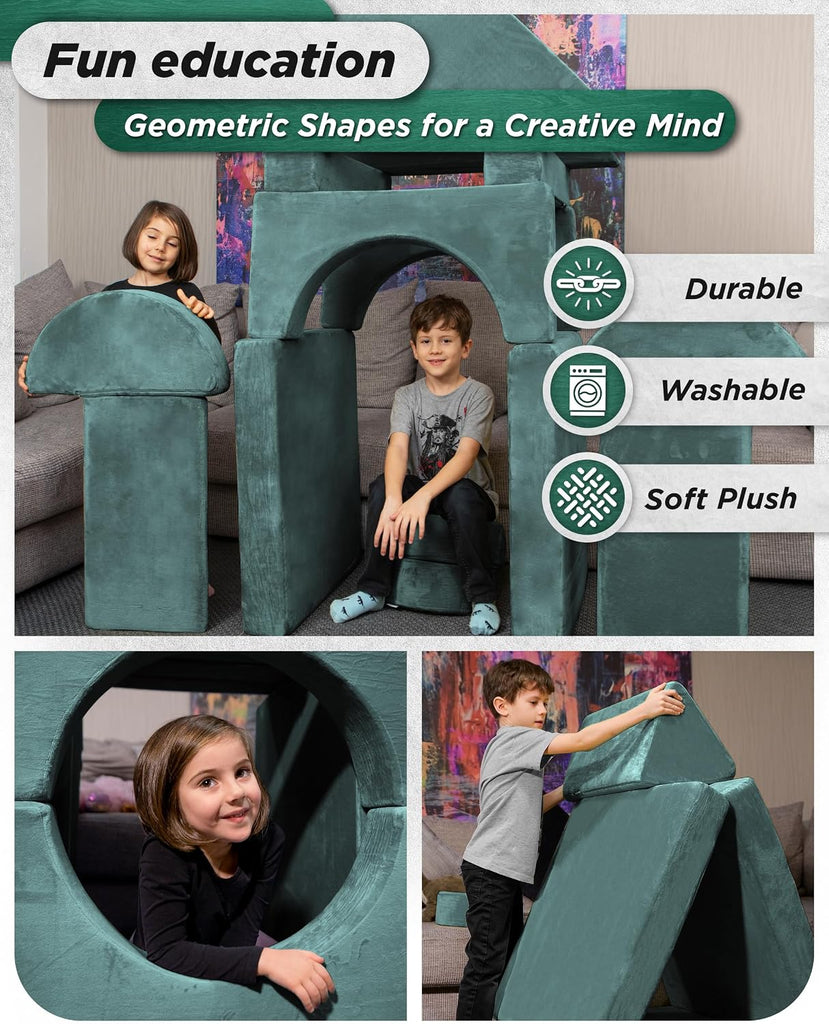 Modular Kids Play Couch, Piece Fort Building & Climbing Foam Set
