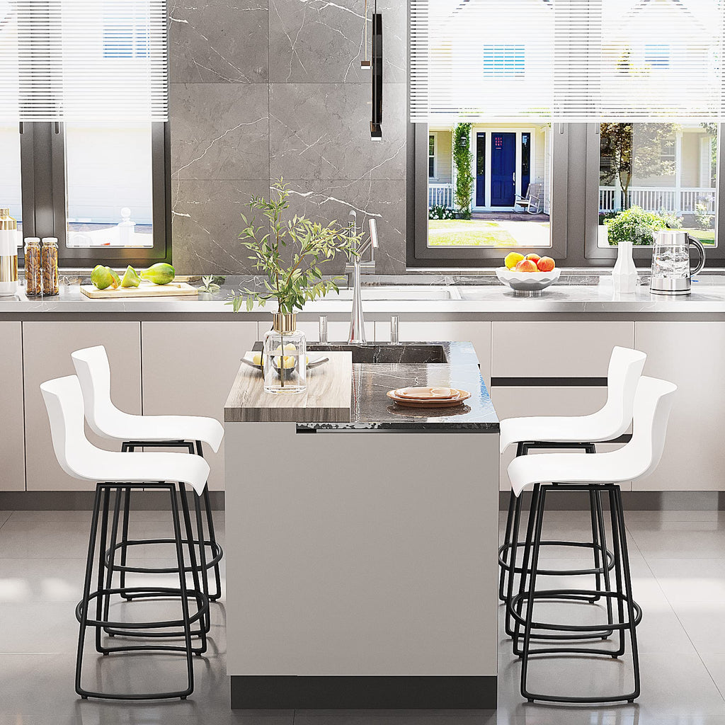 Bar Stools Set of 4 Counter Height Bar Stools Modern Swivel Bar Chairs with Back Plastic 24" Metal Counter Height