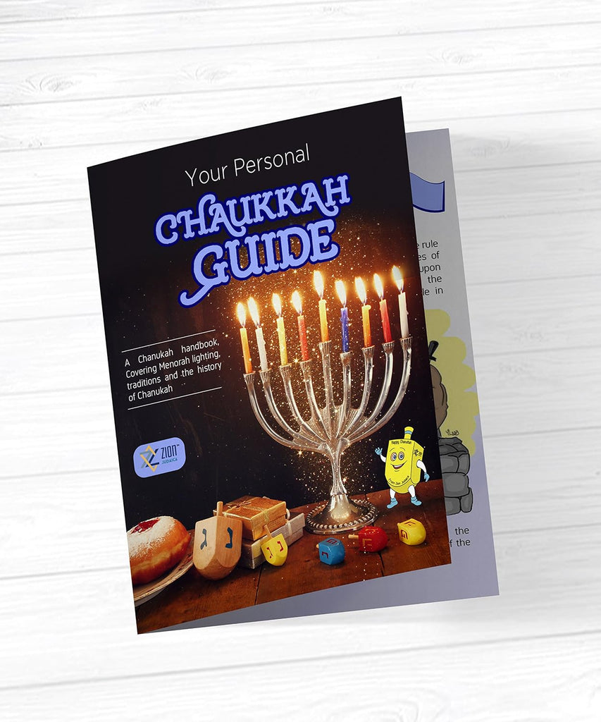 Last Minute Complete Hanukkah Kit - 9" , 44 Colored Hanukkah Candles, Chanukah Handbook Guide, 4 Colored Dreidels