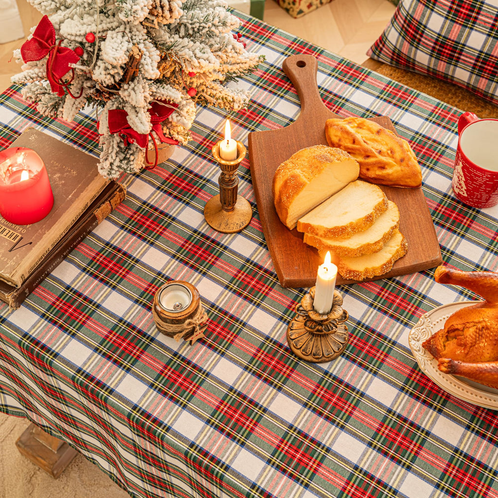 Red White Plaid Christmas Tablecloth Rectangle 60x84