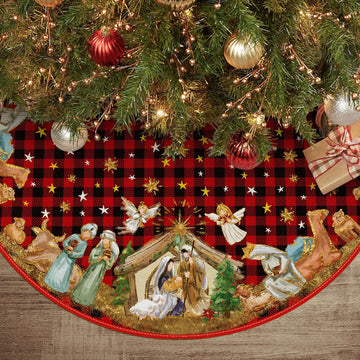 Buffalo Plaid Christmas Tree Skirt 48 Inch
