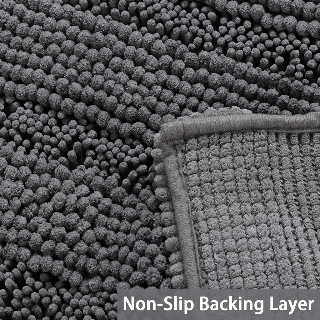 Bathroom Rug 20"x32", Soft Absorbent Chenille Bath Rug, Gray