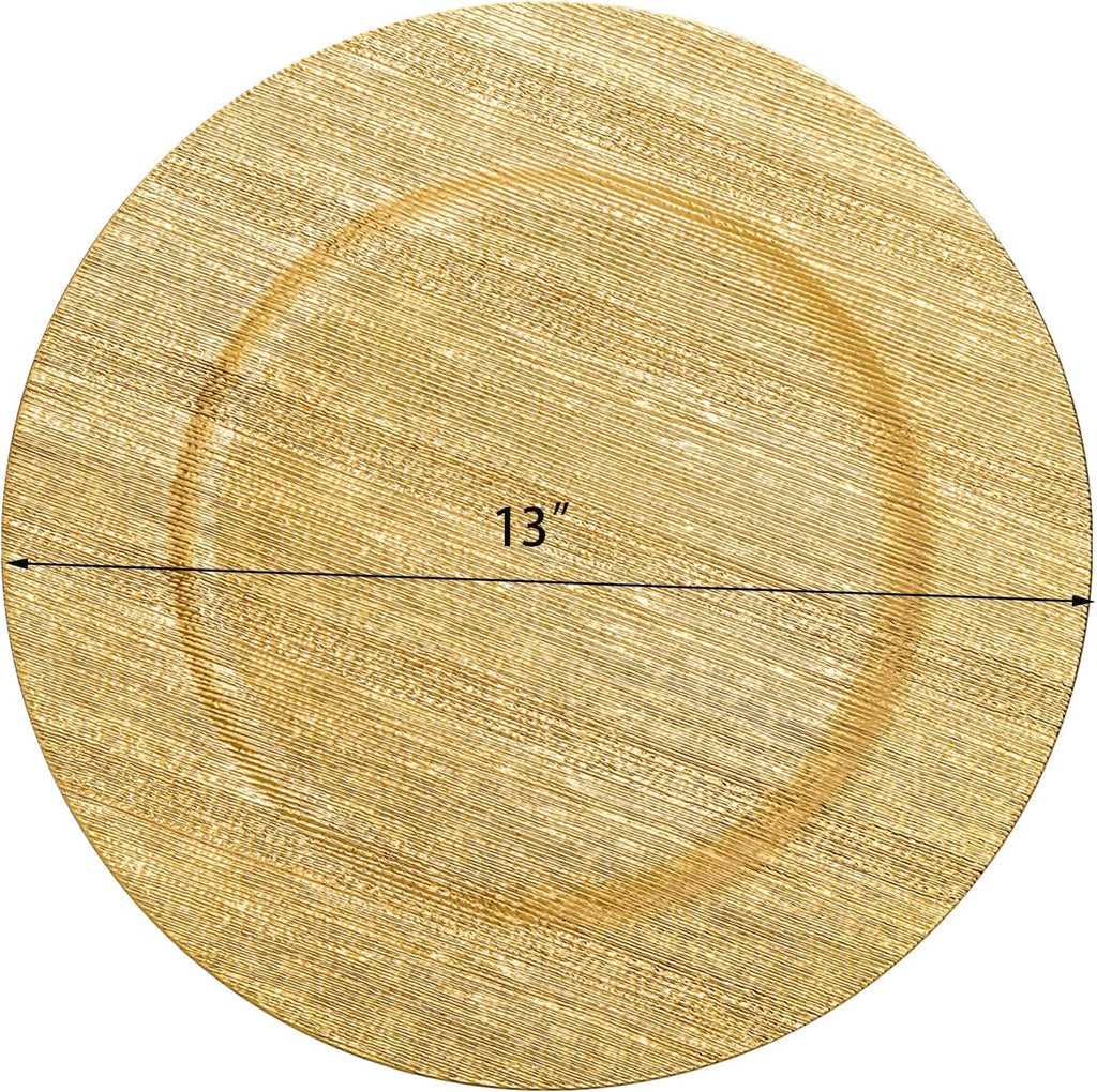 Gold Charger Plates, 13" Plastic Chargers for Dinner Plate - Set of 12