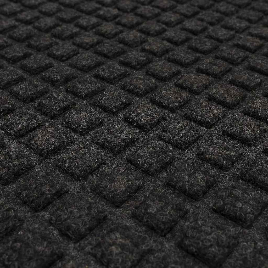 Entryway Door Mat 2' x 3' All Weather Doormat Outdoor Non Slip Recycled Rubber, Black Squares