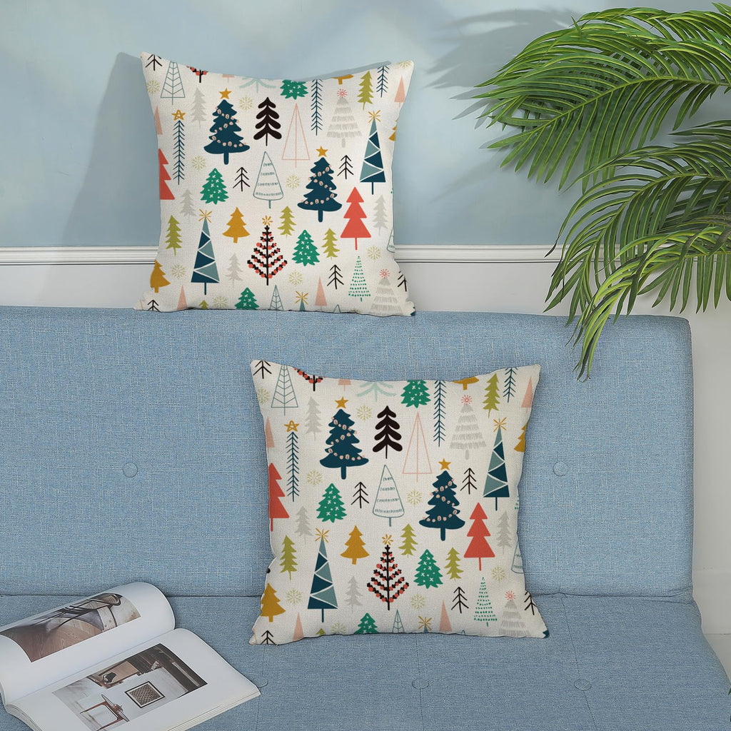Christmas Pillow Covers 16x16 Set of 2 Colorful Geometric Christmas Tree Throw Pillows Christmas Decor Pillowcase