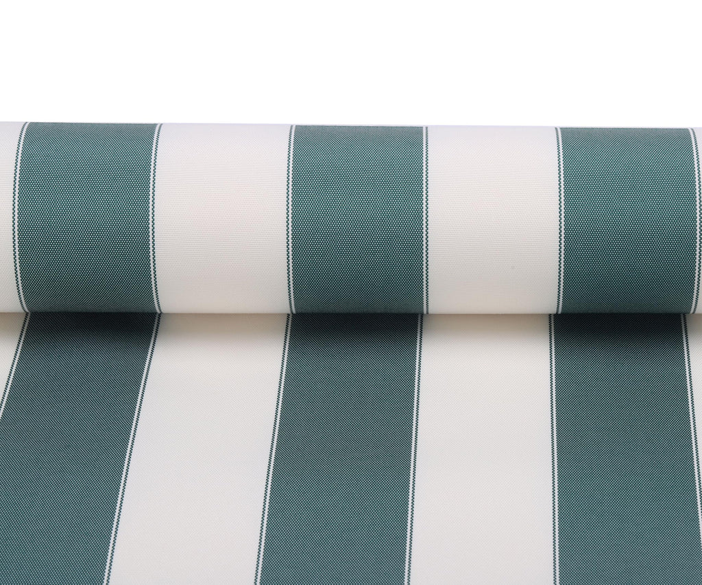 Stripe Canvas Awning Fabric Outdoor Fabric 60" (Hunter Green/White 1, Yards)