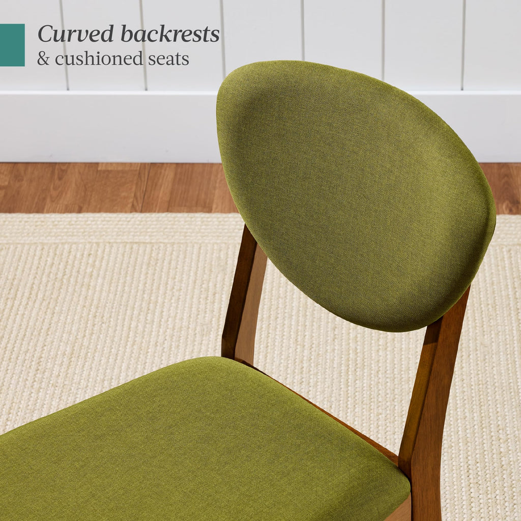 Wooden Dining Chairs, Wood Mid-Century Modern Upholstered Side Chairs, Farmhouse Cushioned Dining Chairs Set of 4