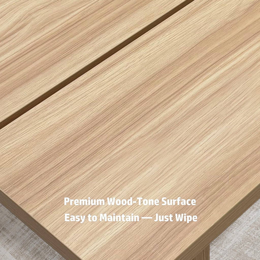 47" Low Natural Wood Coffee Table, Japandi Tea Table
