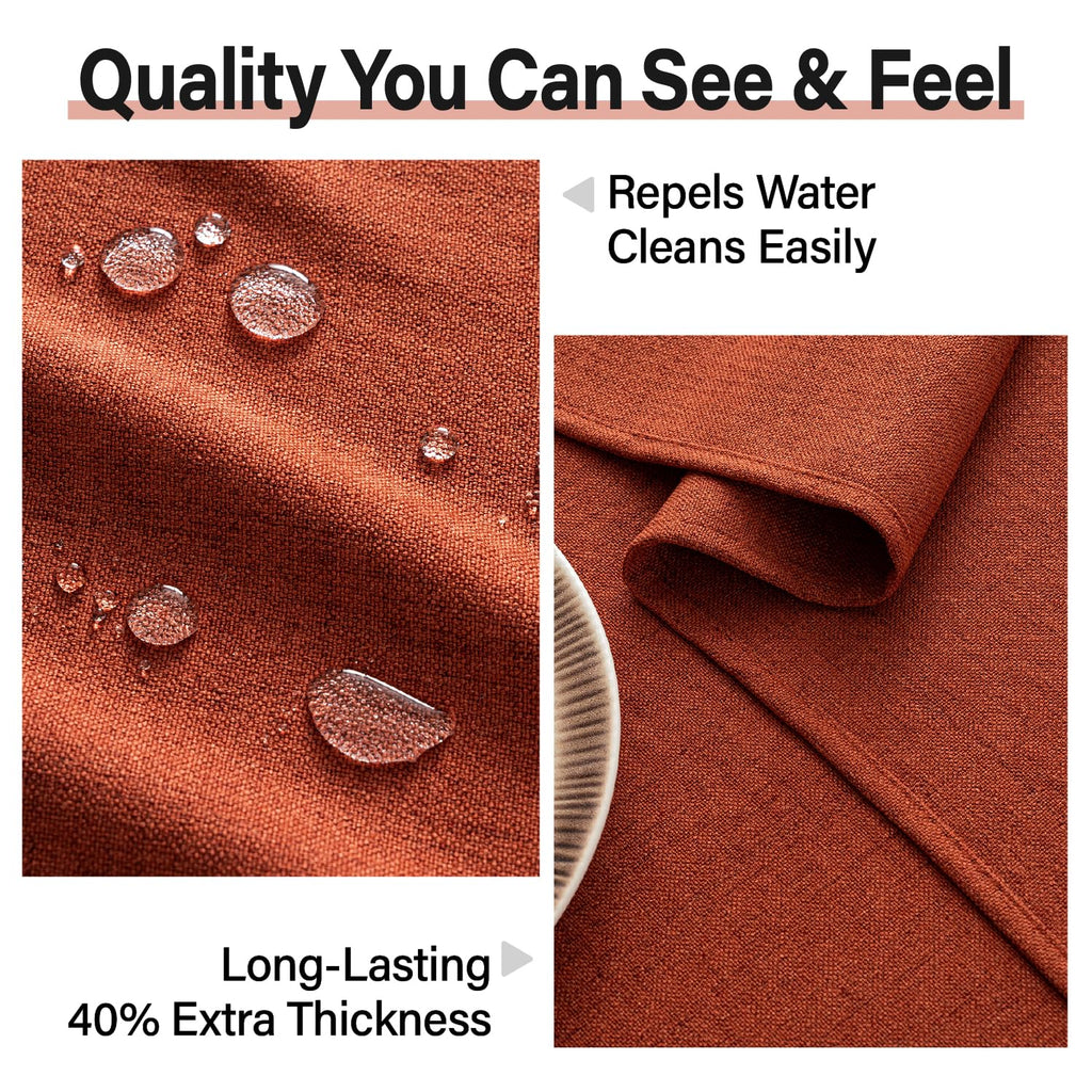 Linen Textured Rectangle Fall Tablecloth 60 x 104 Inch Burnt Orange
