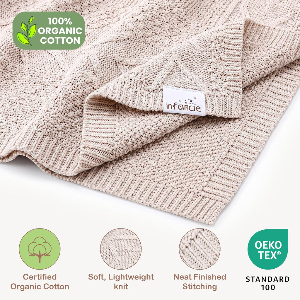 Organic Cotton Knit Baby Swaddle Blanket Infant & Toddler 31x43