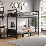 Bunk Bed Twin Over Twin, Heavy Duty Metal Bunkbeds with Ladder and Full-Length Guardrail