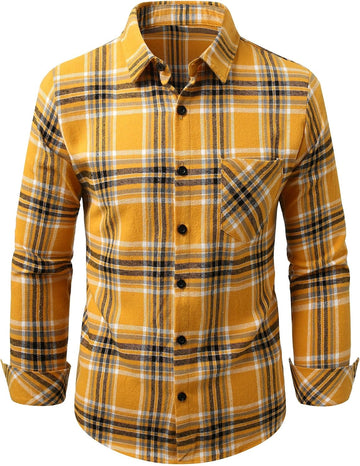 Boys Flannel Shirts Long Sleeve Plaid Button Down Shirt