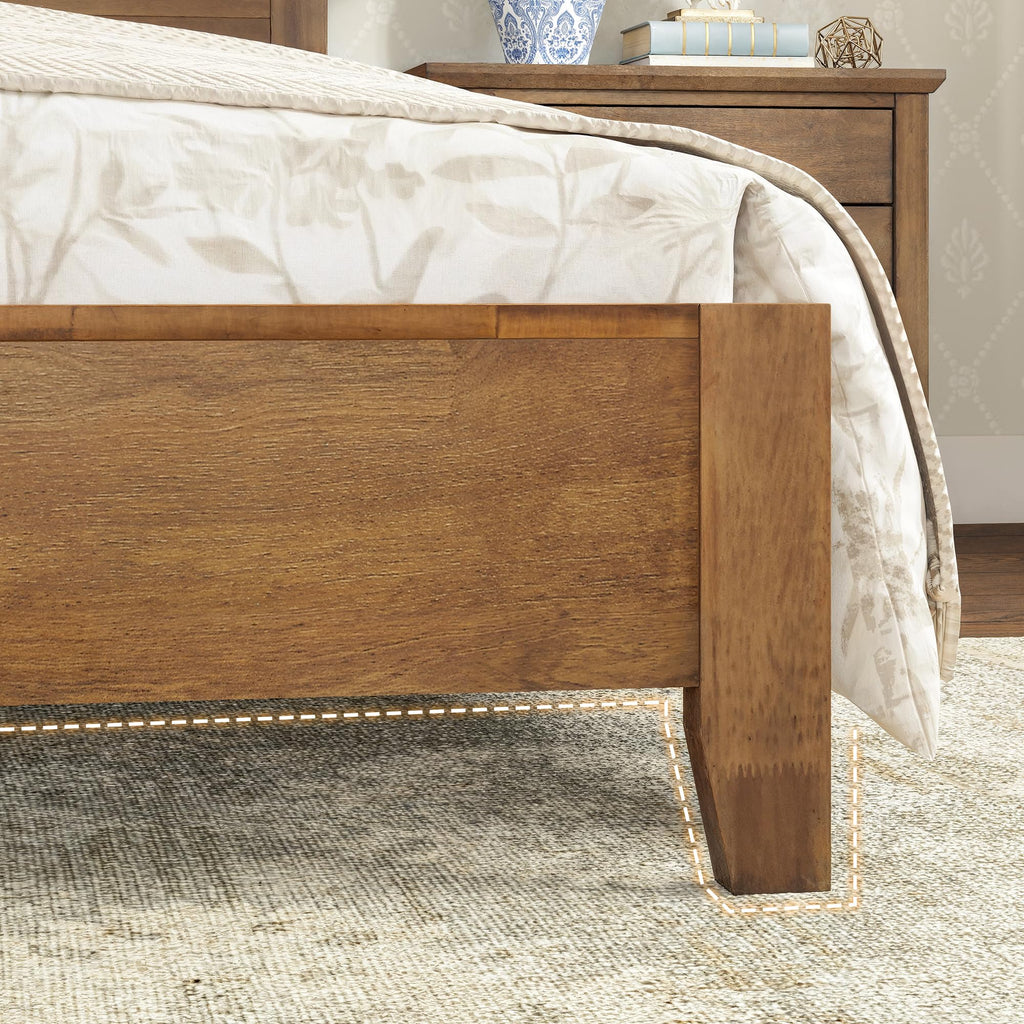Queen Size Bed Frame, 100% Solid Acacia, Dark Wood