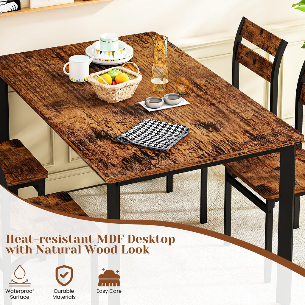 Dining Room Table Set for 4 Farmhouse 5 Piece Dining Table Set, Small Kitchen Table Set for 4 and Dining, Apartment