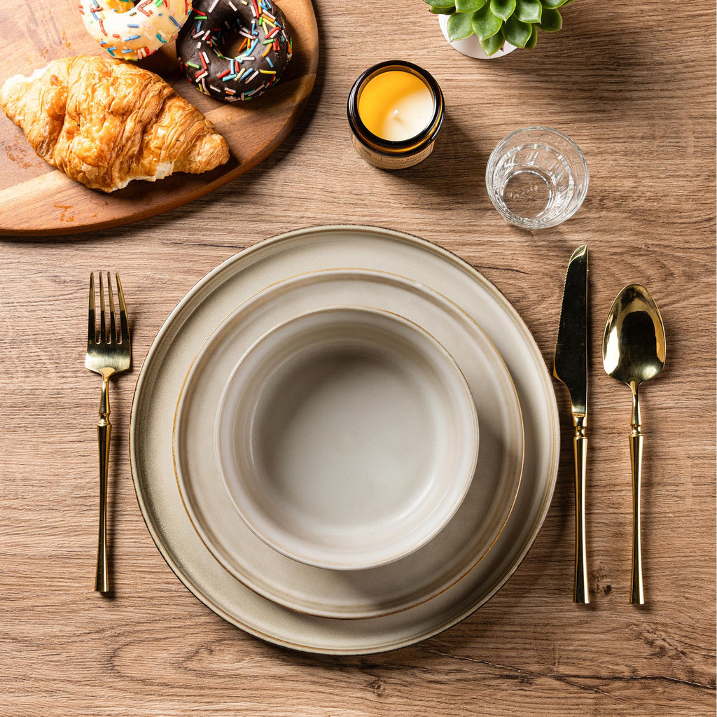 Stoneware Dinnerware Sets for 4, 12 Piece Plates and Bowls Sets