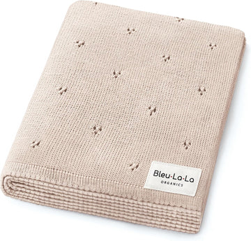 100% Luxury Organic Cotton Pointelle Knit Baby Quilt Blanket - Refined Lightweight Heirloom Nursery Essential