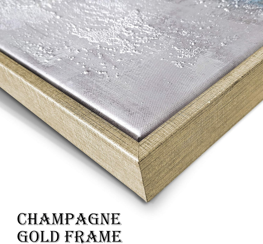 Abstract Canvas Framed Wall Art: Marble Abstract Heavy Texture Pictures Minimalist Painting with Gold Foil (