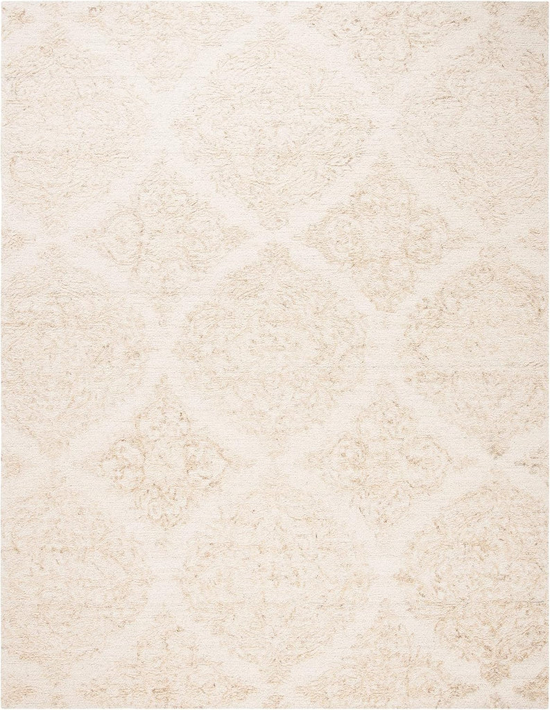 Abstract Area Rug - 10' x 14', Ivory & Beige, Handmade Wool