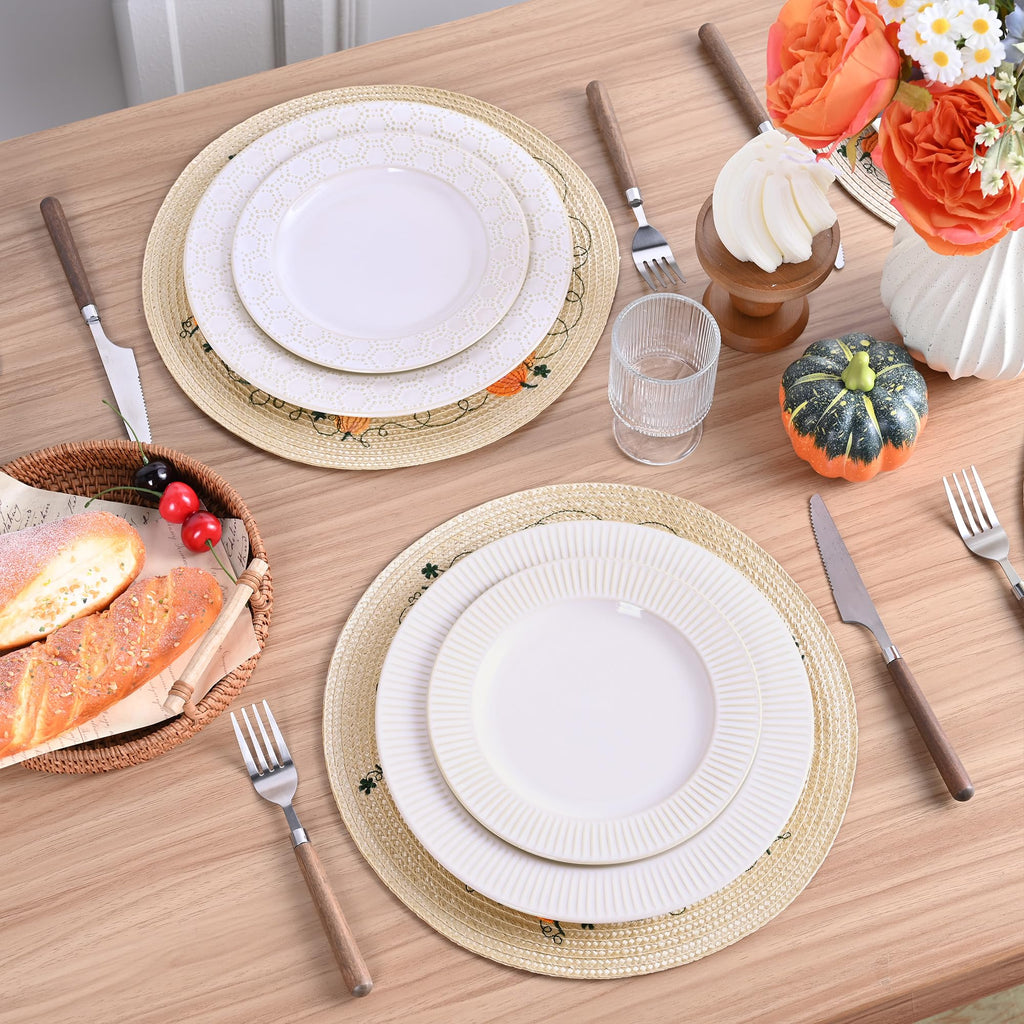 Round Fall Placemats Set of 4 PP Pumpkin Placemats for Dining Table Thanksgiving Harvest Placemats Perfect for Autumn