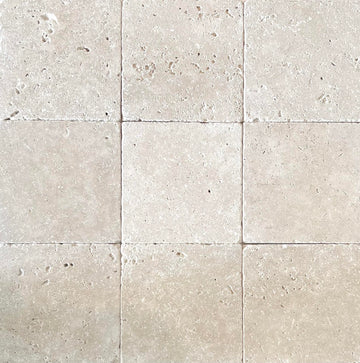 6x6 Light Travertine Tumbled Antiqued Tile Natural Stone (4 Piece Pack)