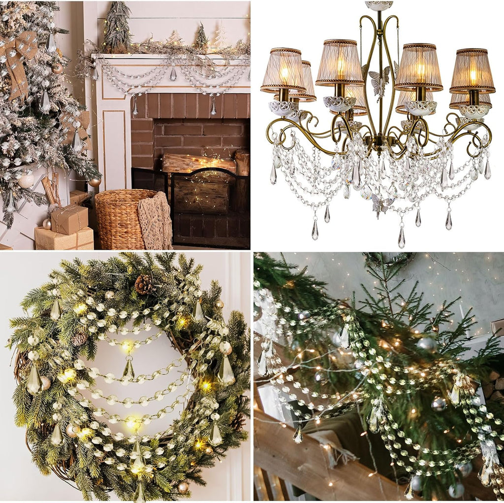 12 Pcs 3-Layer Crystal Garland for Christmas Tree 20in 16in 12in 3-Layer Acrylic Bead Garland Hanging Christmas