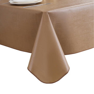 Solid Color Rectangular Vinyl Tablecloth, Brown, 84"x60"
