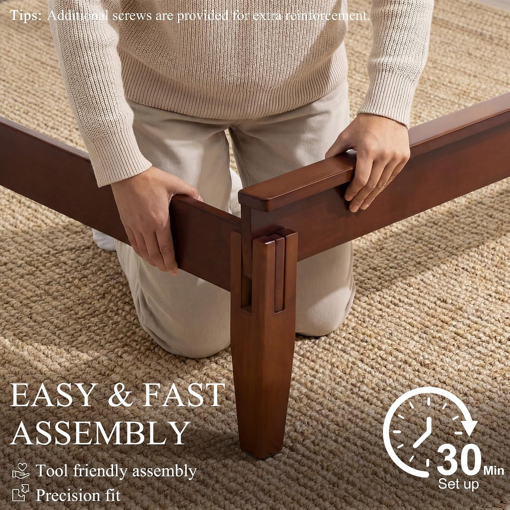 Joinery Inspired Solid Bamboo Bed Frame with Headboard