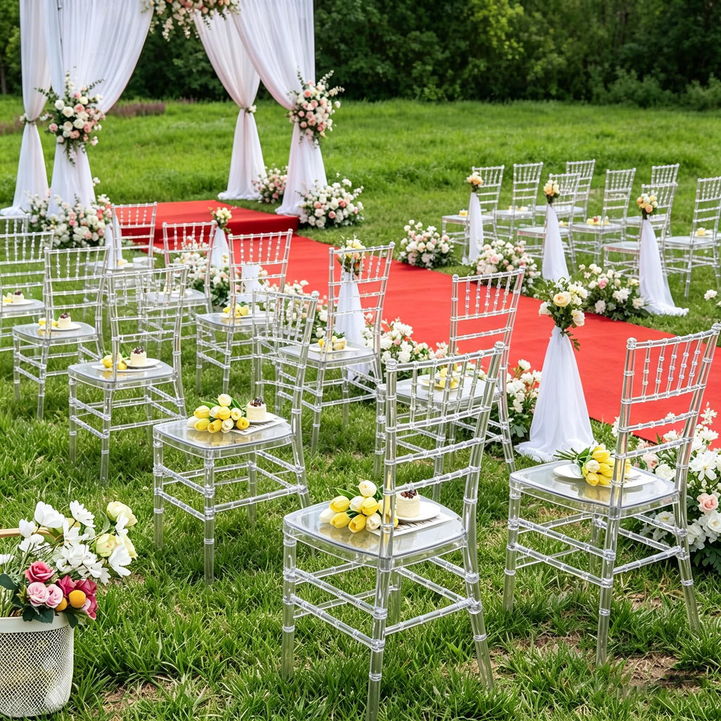 Clear Ballroom Chairs 2 Pack, Transparent Acrylic Plastic Chair
