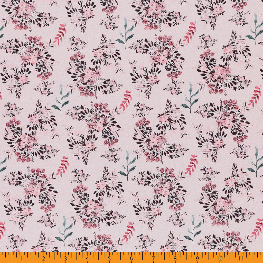 Fabrics Taya Collection Floral Cotton, Tan Cut by The Yard