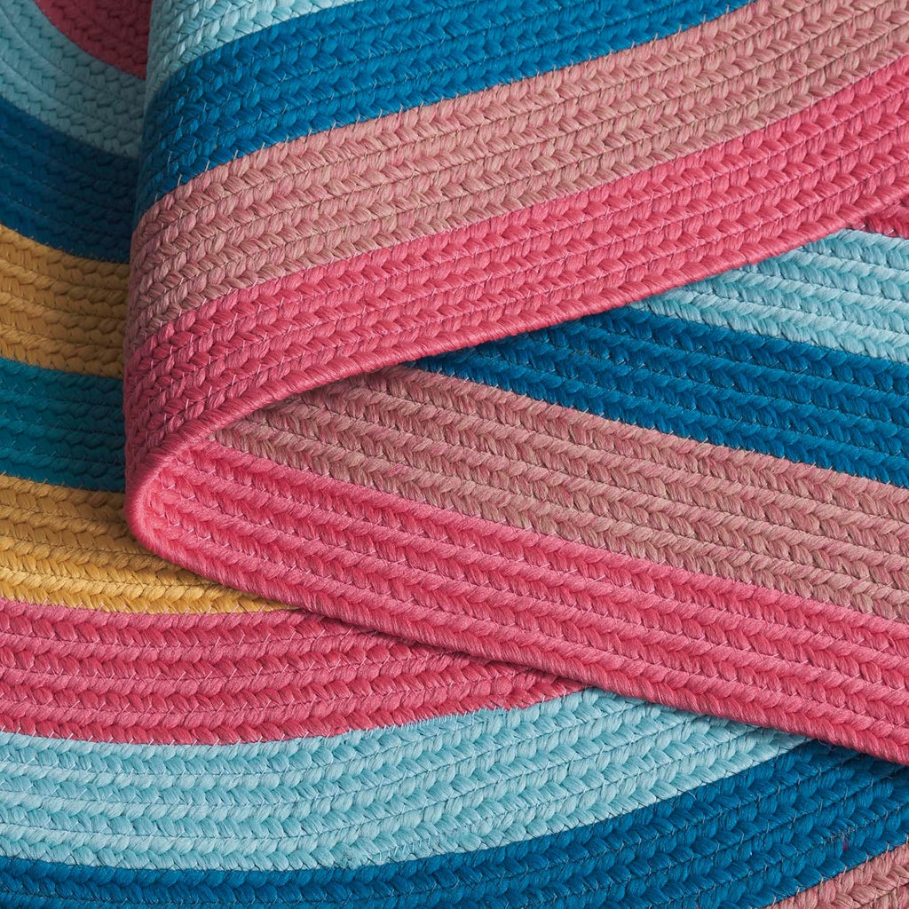 Braided Indoor/Outdoor Washable Oval Rug, Pink & Blue BRD327U
