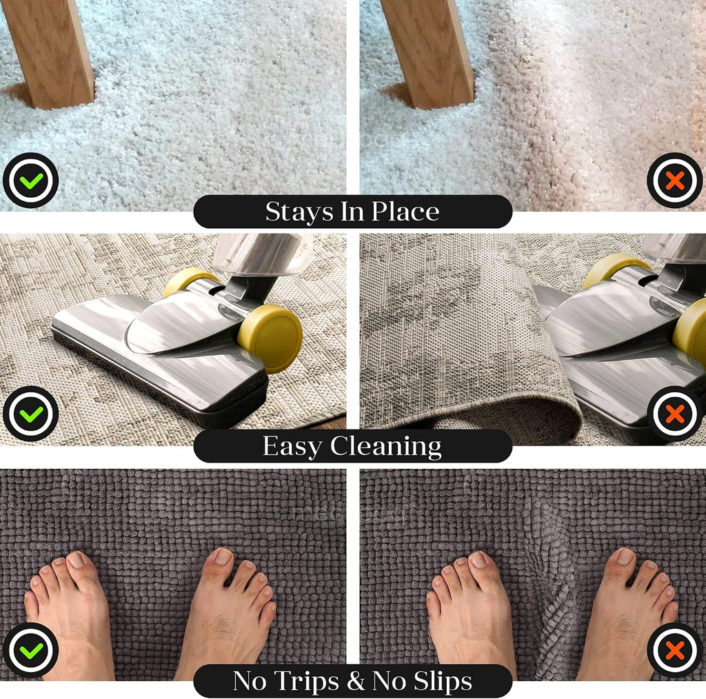 Greatideas Non-Slip Mat and Rug Grippers - Stop Your Mats and Rugs from Slipping and Sliding! Black 4X Pack - Set of 4