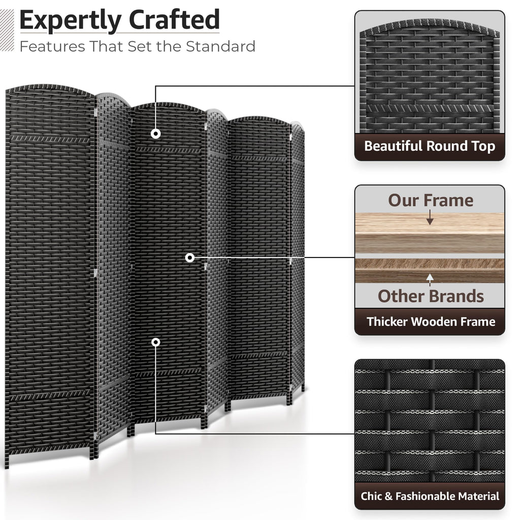 Foldable Room Divider, Mesh Privacy Screen (6 Panel, Grey White)