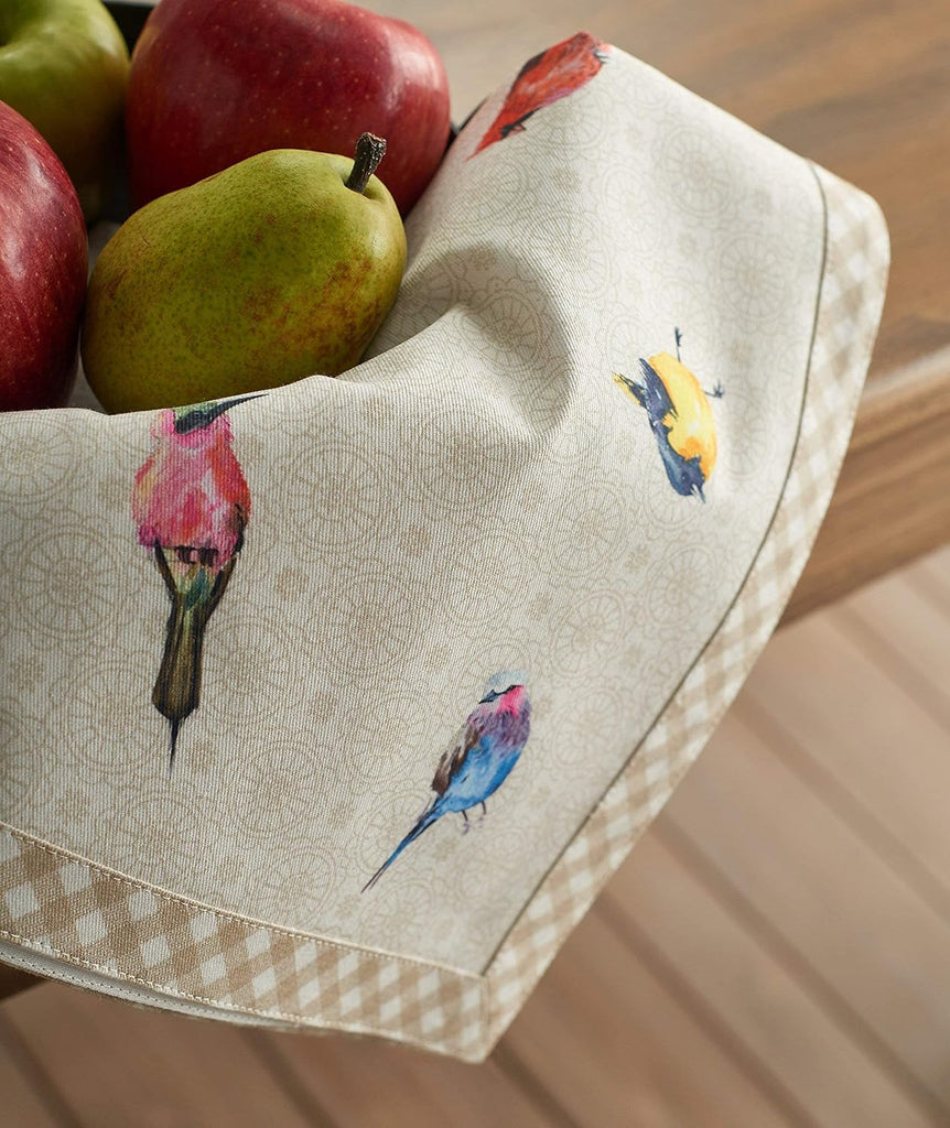 Birdies on Wire Bundle Set 100% Cotton Set of 4 Napkins (20 Inch by 20 Inch) and Set of 4 Place Mats (13 Inch by 19